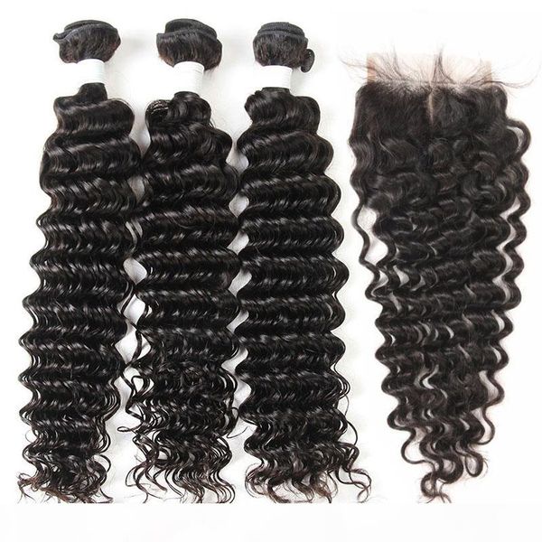 mongolian deep wave curly virgin human hair weaves 3 bundles with lace closure unprocessed remy hair extensions natural color 1b double weft, Black
mongolian deep wave curly virgin human hair weaves 3 bundles with lace closure unprocessed remy hair extensions natural color 1b double weft, Black