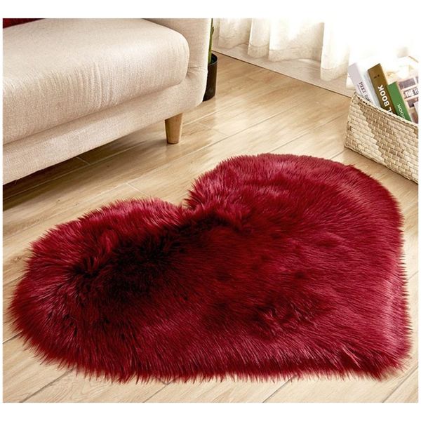 plush heart shape mat living room office imitation wool carpet bedroom soft jlldro lajiaoyard