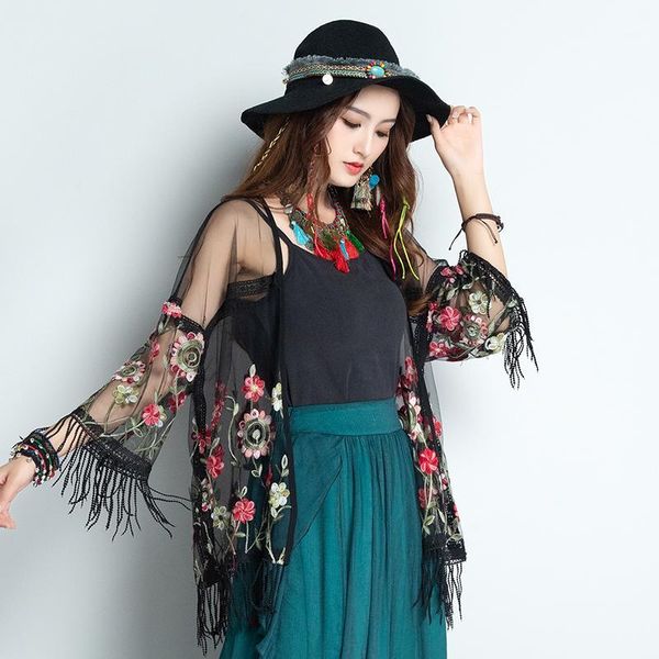 2020 women cardigan vintage floral embroidery clothing loose outdoor tassels shirt coat open stitch female trench1, Tan;black
2020 women cardigan vintage floral embroidery clothing loose outdoor tassels shirt coat open stitch female trench1, Tan;black