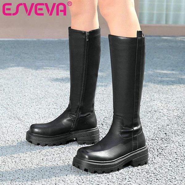 boots esveva 2021 elegant zipper square med heel pu leather knee high platform round toe black women shoes size 34-43
boots esveva 2021 elegant zipper square med heel pu leather knee high platform round toe black women shoes size 34-43