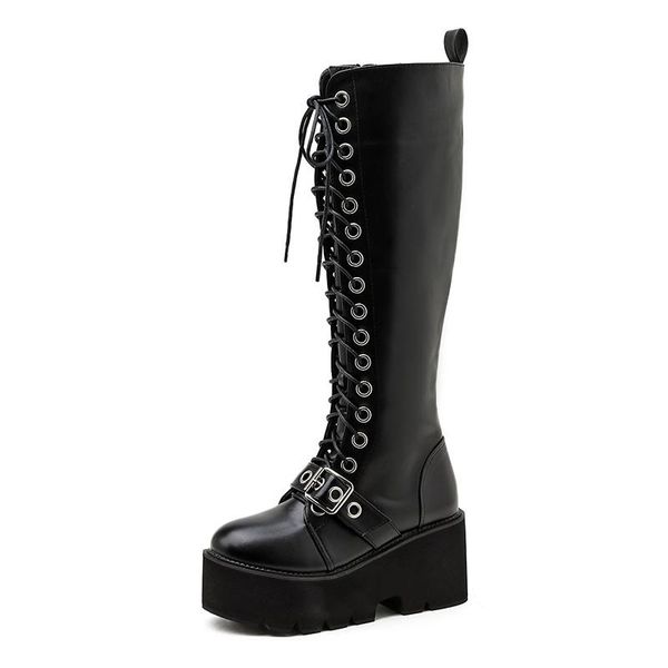 lucyever punk style metal buckle motorcycle boots women wedge platform knee high boots female winter pu leather long botas mujer, Black
lucyever punk style metal buckle motorcycle boots women wedge platform knee high boots female winter pu leather long botas mujer, Black