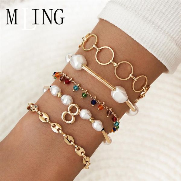 charm bracelets mling 5 pcs/set vintage gold alloy bracelet set bohemian hollow geometric irregular pearl crystal beads for women, Golden;silver
charm bracelets mling 5 pcs/set vintage gold alloy bracelet set bohemian hollow geometric irregular pearl crystal beads for women, Golden;silver