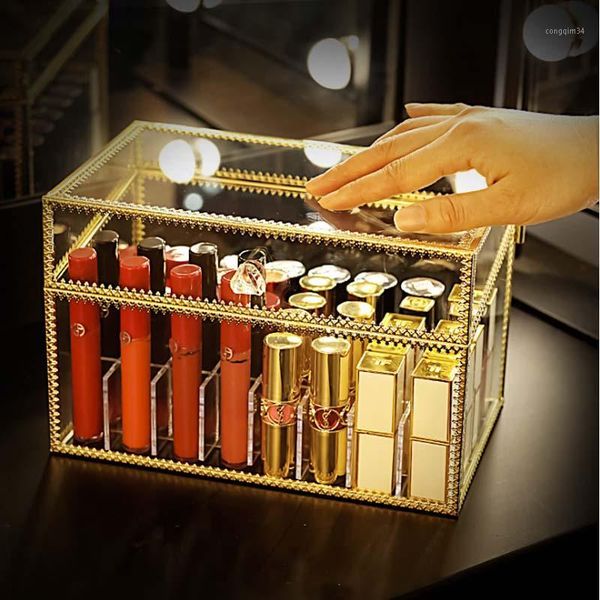 24/40 grid new arrival gold glass clear makeup perfume lipstick cosmetic storage display box case stand rack holder organizer1
24/40 grid new arrival gold glass clear makeup perfume lipstick cosmetic storage display box case stand rack holder organizer1