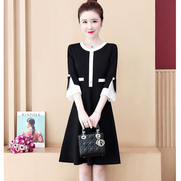2021 new spring autumn dresses new stitching five-point flared sleeve slim plus size 5xl elegant women office dress vestidos odd9, Black;gray
2021 new spring autumn dresses new stitching five-point flared sleeve slim plus size 5xl elegant women office dress vestidos odd9, Black;gray