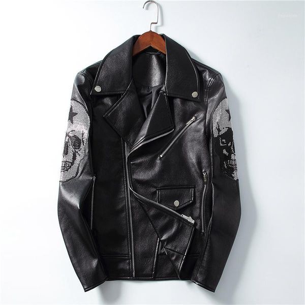 european and american men's new leisure pu drilling skull fashion slim coat leather1, Black
european and american men's new leisure pu drilling skull fashion slim coat leather1, Black