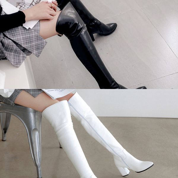 white high long boots dance korean version net red women side zipper soft leather autumn winter knight boots oversized c0129, Black
white high long boots dance korean version net red women side zipper soft leather autumn winter knight boots oversized c0129, Black