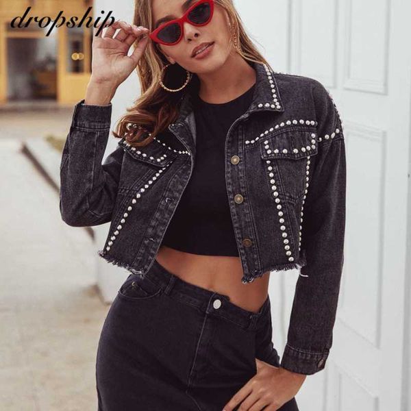 jacket women 2020 autumn hand rivet studded denim jacket loose outwear female new students casual short jeans coats, Black;brown
jacket women 2020 autumn hand rivet studded denim jacket loose outwear female new students casual short jeans coats, Black;brown