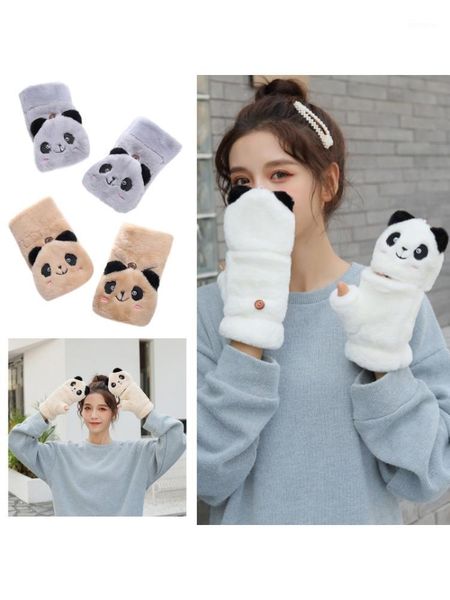 five fingers gloves women winter half finger fluffy plush cartoon panda flip warm mittens x7jb1, Blue;gray
five fingers gloves women winter half finger fluffy plush cartoon panda flip warm mittens x7jb1, Blue;gray