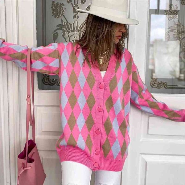 Ladies Diamond Plaid Autumn Winter Sweater Women Cardigan Female Single-breasted Casual Loose Knitted Cardigan Women Clothing, White;black
Ladies Diamond Plaid Autumn Winter Sweater Women Cardigan Female Single-breasted Casual Loose Knitted Cardigan Women Clothing, White;black