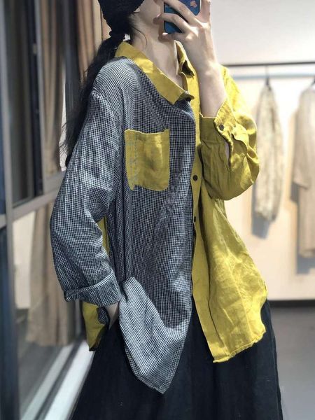 murray spring hong kong style literature and art embroidery color matching plaid loose personality irregular linen shirt, White
murray spring hong kong style literature and art embroidery color matching plaid loose personality irregular linen shirt, White