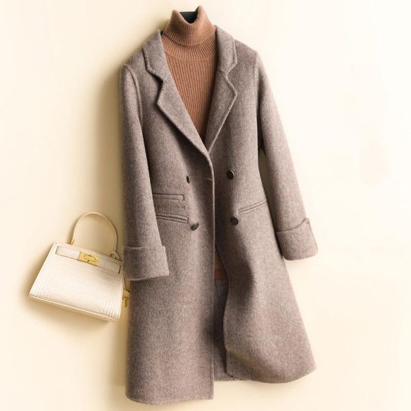 women's wool & blends 2021 autumn winter slim long double sided jacket women plus size solid thick double-breasted pure coat female ove, Black
women's wool & blends 2021 autumn winter slim long double sided jacket women plus size solid thick double-breasted pure coat female ove, Black