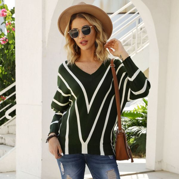womens v neck striped sweater patchwork long sleeve srping autumn loose sweater ladies fashion knit, White;black
womens v neck striped sweater patchwork long sleeve srping autumn loose sweater ladies fashion knit, White;black