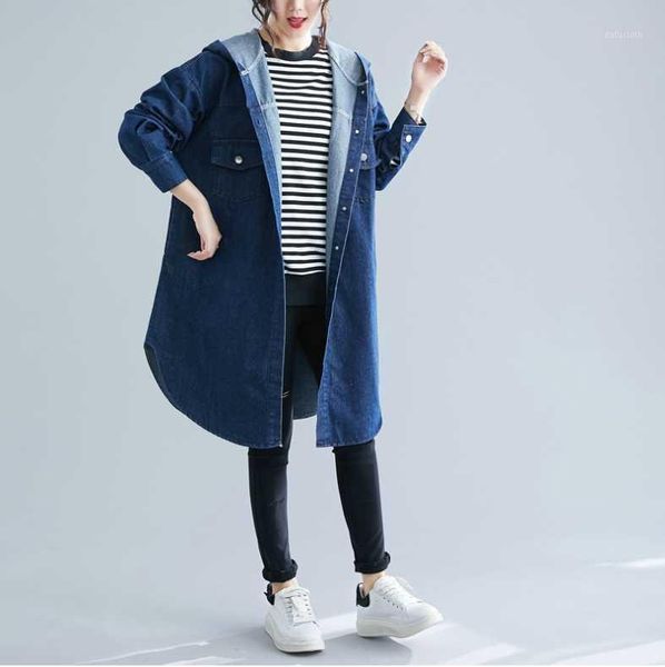 n018 # foreign trade women's clothing 2020 loose hooded denim windbreaker jacket, mid-length windbreaker, ladies jacke1, Tan;black
n018 # foreign trade women's clothing 2020 loose hooded denim windbreaker jacket, mid-length windbreaker, ladies jacke1, Tan;black