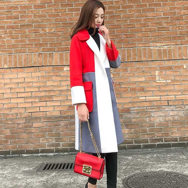 elegant contrast color lapels long wool woolen coat women's autumn winter warm blend long-sleeved blazer outwear1, Black
elegant contrast color lapels long wool woolen coat women's autumn winter warm blend long-sleeved blazer outwear1, Black