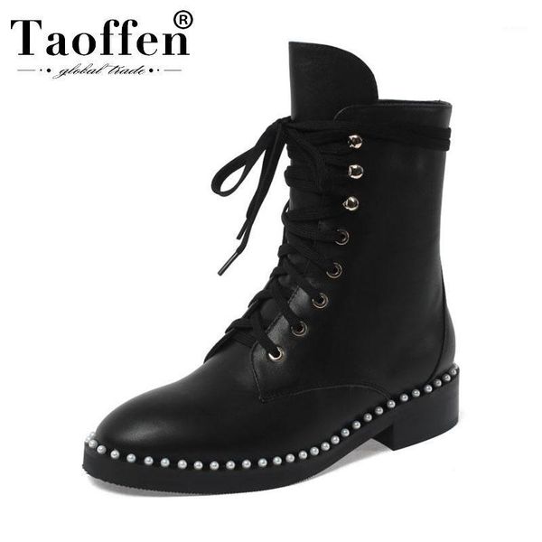taoffen women fashion real leather ankle boots cross strap black winter boots round toe flats casual shoes woman size 33-401
taoffen women fashion real leather ankle boots cross strap black winter boots round toe flats casual shoes woman size 33-401