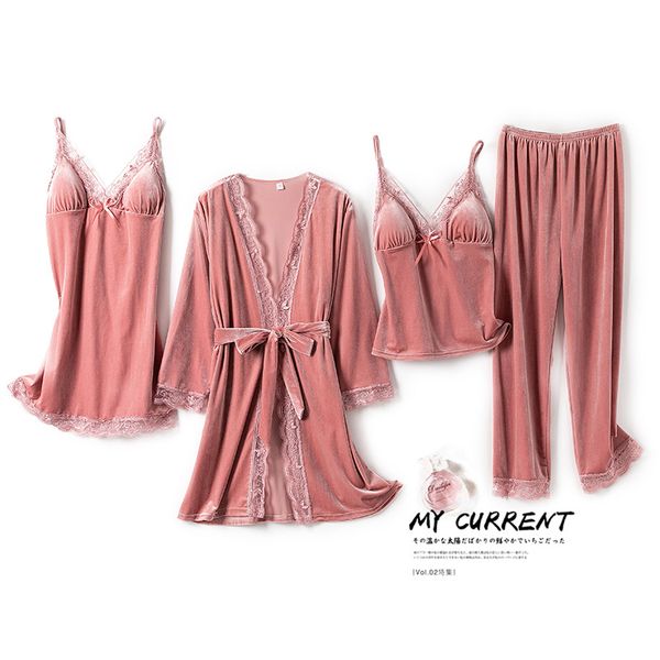 female sleepwear 4pcs pajamas set nightwear velvet autumn winter strap nighty&robe suits soft nightgown velour kimono gown, Black;red
female sleepwear 4pcs pajamas set nightwear velvet autumn winter strap nighty&robe suits soft nightgown velour kimono gown, Black;red