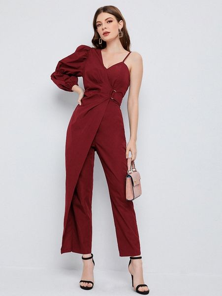 asymmetrical neck gathered sleeve jumpsuit i7c9#, White
asymmetrical neck gathered sleeve jumpsuit i7c9#, White