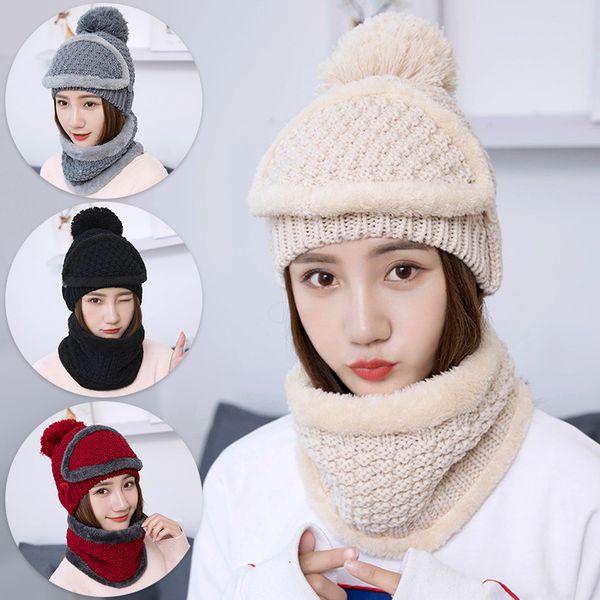 women hat korean-style wool cap winter new fashion face mask scarf three-piece set windproof brushed and thick knitted warm, Blue;gray
women hat korean-style wool cap winter new fashion face mask scarf three-piece set windproof brushed and thick knitted warm, Blue;gray