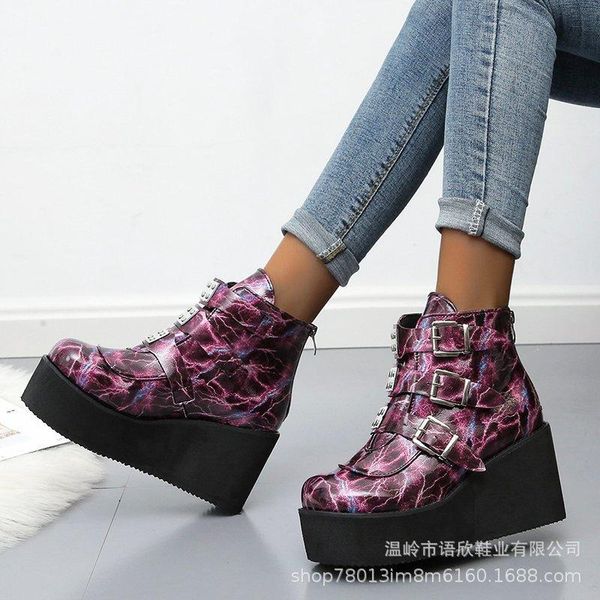 boots 2021 women's autumn and winter shoes large size increased platform round leather belt buckle short, Black
boots 2021 women's autumn and winter shoes large size increased platform round leather belt buckle short, Black