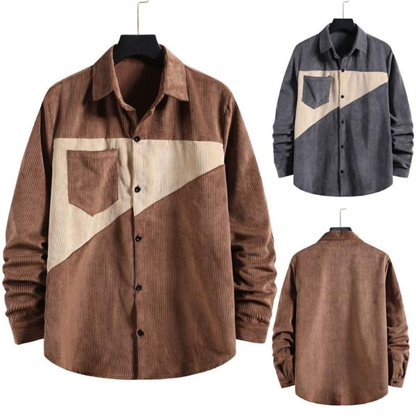 men's casual shirts autumn and winter splicing fashion black red corduroy shirt button long sleeve for men comfortable, White;black
men's casual shirts autumn and winter splicing fashion black red corduroy shirt button long sleeve for men comfortable, White;black