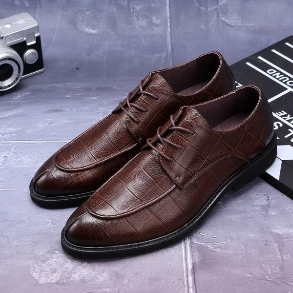 men shoes lace-up crocodile pattern business formal wear leather shoes leather oxfords, Black
men shoes lace-up crocodile pattern business formal wear leather shoes leather oxfords, Black