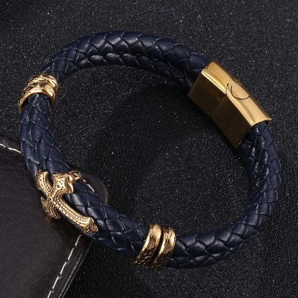 golden stainless steel magnetic buckle 6mm dark blue braided leather bracelet men christmas gift cross women bangle, Golden;silver
golden stainless steel magnetic buckle 6mm dark blue braided leather bracelet men christmas gift cross women bangle, Golden;silver