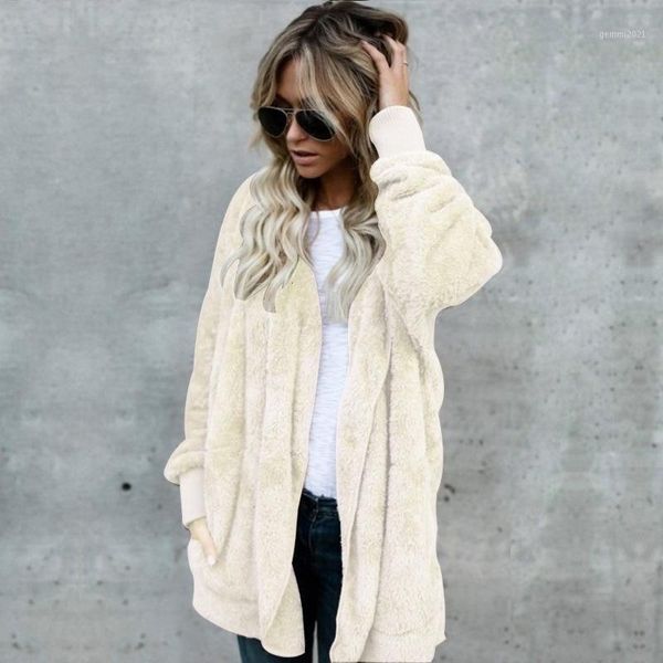 2019 winter warm wool blend long fur loose coat with pockets manteau femme women casual solid outwear ez*1, Black
2019 winter warm wool blend long fur loose coat with pockets manteau femme women casual solid outwear ez*1, Black