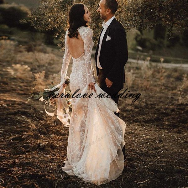 country garden mermaid lace wedding dresses v neck long sleeves fantasy tuscany bridal gowns vestido de festa, White
country garden mermaid lace wedding dresses v neck long sleeves fantasy tuscany bridal gowns vestido de festa, White
