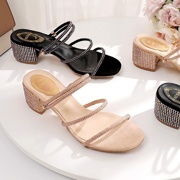 wed2020 summer decent rhinestone sandals for women with thick middle heel roman simple open toe diamond shoes1, Black
wed2020 summer decent rhinestone sandals for women with thick middle heel roman simple open toe diamond shoes1, Black