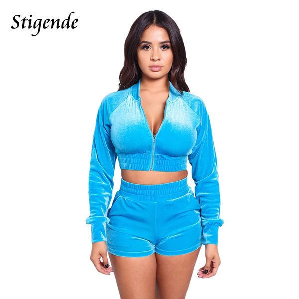 stigende women long sleeve velvet two piece shorts set zipper crop jacket fitness tracksuit casual solid 2 piece workout set, Gray
stigende women long sleeve velvet two piece shorts set zipper crop jacket fitness tracksuit casual solid 2 piece workout set, Gray