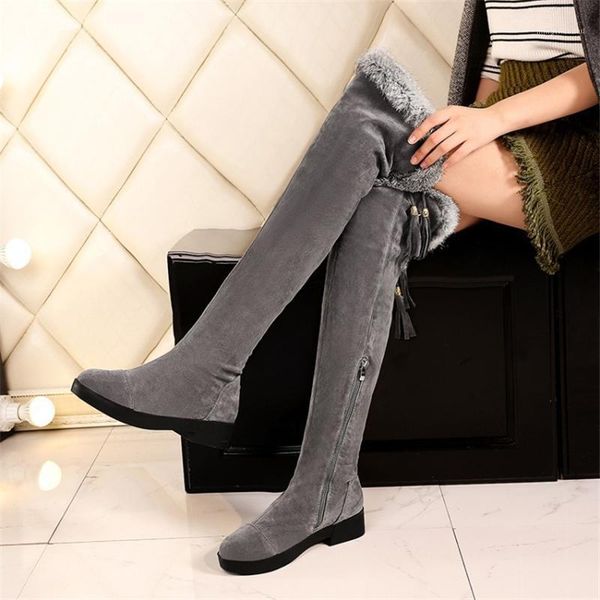 boots thigh long snow women shoes fashion over knee flock nubuck black gray zip fur winter plus size 431
boots thigh long snow women shoes fashion over knee flock nubuck black gray zip fur winter plus size 431