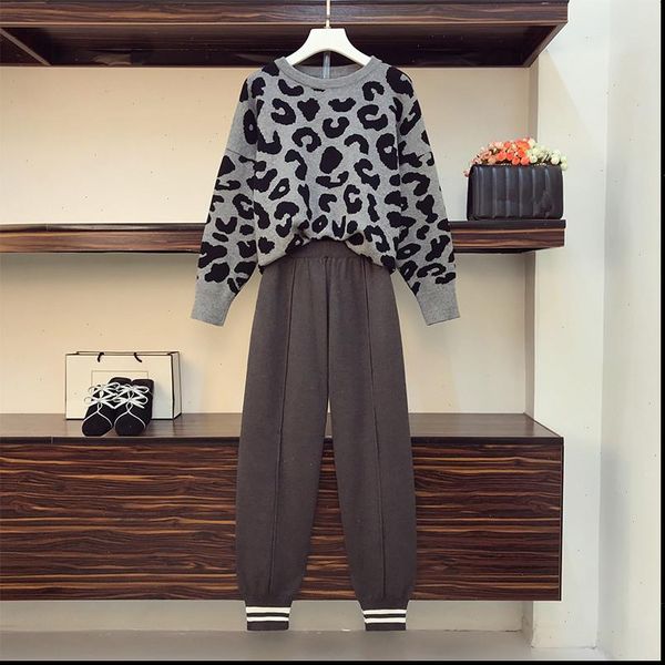4xlwomen knitted tracksuit autumn winter leopard print thick warm loose sweater two piece set casual harem pants suit, Gray
4xlwomen knitted tracksuit autumn winter leopard print thick warm loose sweater two piece set casual harem pants suit, Gray