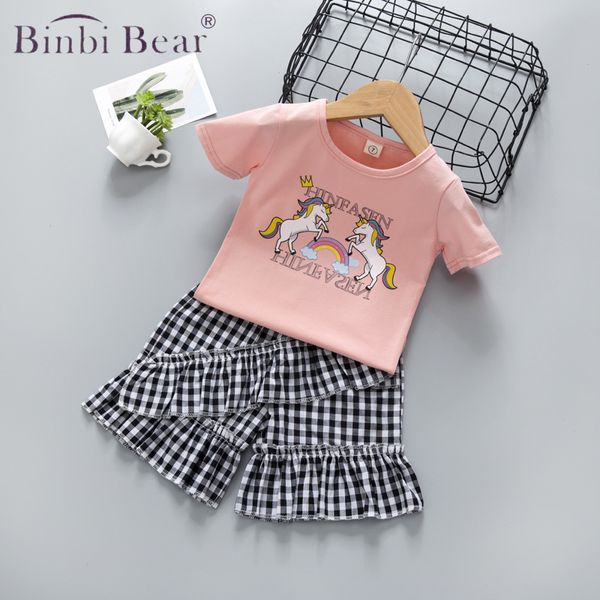 children's clothing new summer clothes girl suit cartoon short-sleeved t-shirt fashion western style plaid shorts two-piece and set for, White
children's clothing new summer clothes girl suit cartoon short-sleeved t-shirt fashion western style plaid shorts two-piece and set for, White