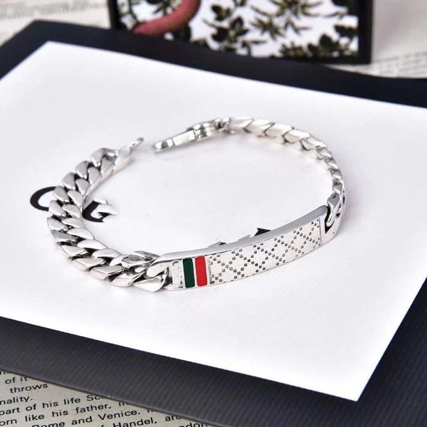 925 italian rhomboid red and green striped bracelet for male and female lovers european personality web celebrity style, Silver
925 italian rhomboid red and green striped bracelet for male and female lovers european personality web celebrity style, Silver
