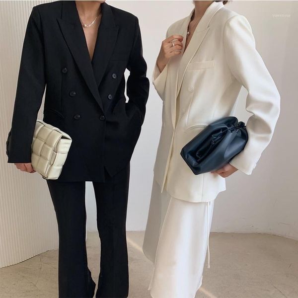 autumn classic women's blazer jacket casual solid color double-breasted pocket decoration1, White;black
autumn classic women's blazer jacket casual solid color double-breasted pocket decoration1, White;black