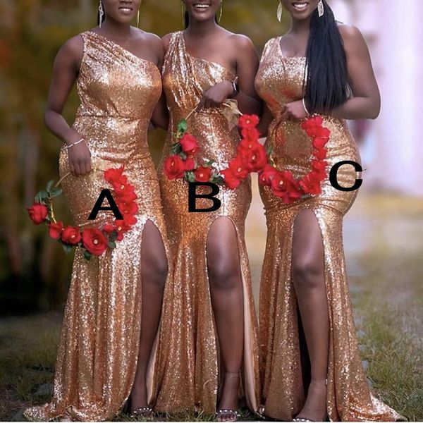 african black girls simple rose gold sequins bridesmaid dresses one shoulder wedding party guest gown maid of honor dress vestidos, White;pink
african black girls simple rose gold sequins bridesmaid dresses one shoulder wedding party guest gown maid of honor dress vestidos, White;pink