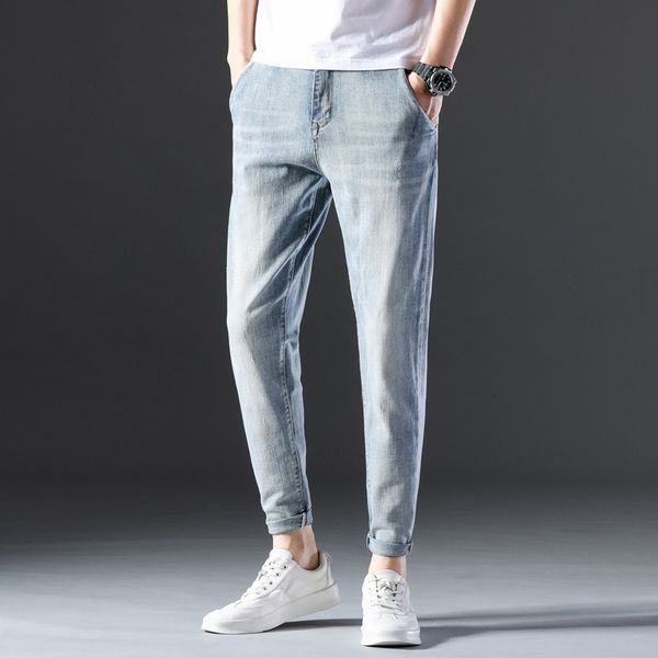net red tide brand high-end jeans men's straight tube loose light color slim fit small leg long pants summer, Blue 
net red tide brand high-end jeans men's straight tube loose light color slim fit small leg long pants summer, Blue