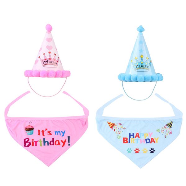 Party Pet Dogs Caps Cat Dog Bibs Birthday Costume Hat Christmas Neckerchief Hat Triangle Saliva Scarf Head Wear Props Supplies Ly10302