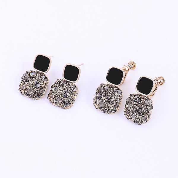 kissme two-type unique black square enamel shiny crystal drop earrings for women white gold color fashion ear clip no ear hole, Silver
kissme two-type unique black square enamel shiny crystal drop earrings for women white gold color fashion ear clip no ear hole, Silver