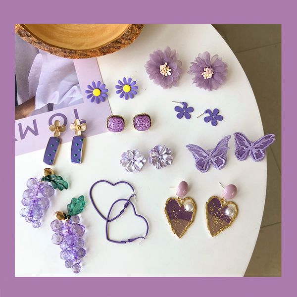 s925 needle fashion jewelry fairy purple butterfly resin enamel flower grape elegant dangle drop earrings party gift, Slivery;black
s925 needle fashion jewelry fairy purple butterfly resin enamel flower grape elegant dangle drop earrings party gift, Slivery;black