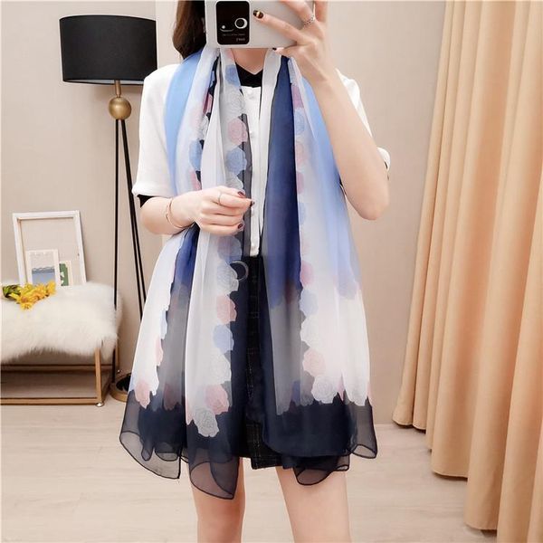 j1161 new spring and summer travel sunscreen series silk scarf fabric soft drop sensitivity can be matched at will, Blue;gray
j1161 new spring and summer travel sunscreen series silk scarf fabric soft drop sensitivity can be matched at will, Blue;gray