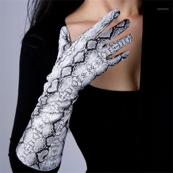 Fashion Ladies Gloves 40cm Patent Leather Long section Simulation Leather PU Gloves Bright Skin Python Pattern TB831, Blue;gray
Fashion Ladies Gloves 40cm Patent Leather Long section Simulation Leather PU Gloves Bright Skin Python Pattern TB831, Blue;gray