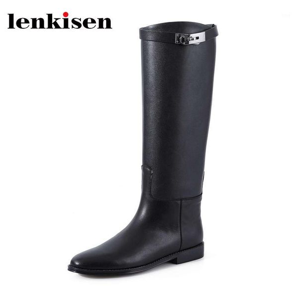 boots lenkisen genuine leather round toe low heel western beauty lady daily wear high street fashion solid knee-high l301, Black
boots lenkisen genuine leather round toe low heel western beauty lady daily wear high street fashion solid knee-high l301, Black