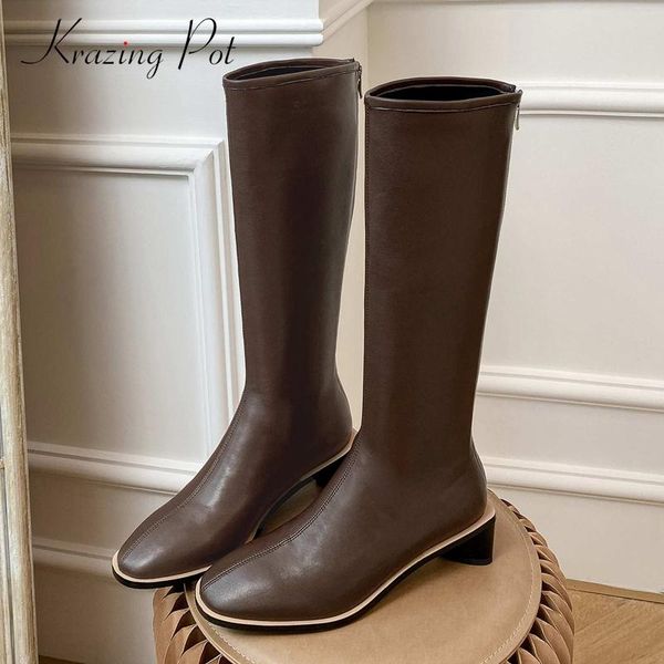 krazing pot riding boots microfiber round toe med strange heel back zip daily wear young lady knee-high boots l20, Black
krazing pot riding boots microfiber round toe med strange heel back zip daily wear young lady knee-high boots l20, Black