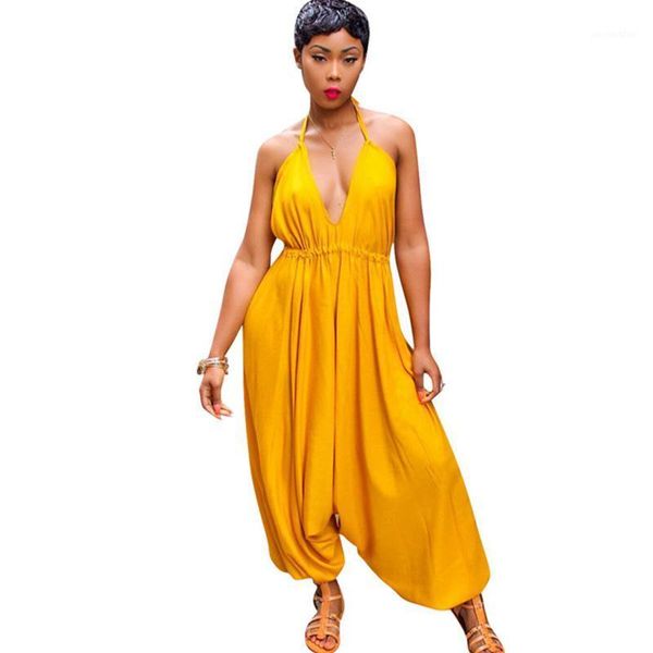 women backless halter jumpsuit casual long rompers harem pants v-neck loose jumpsuit club party overalls combinaison femme1, Black;white
women backless halter jumpsuit casual long rompers harem pants v-neck loose jumpsuit club party overalls combinaison femme1, Black;white