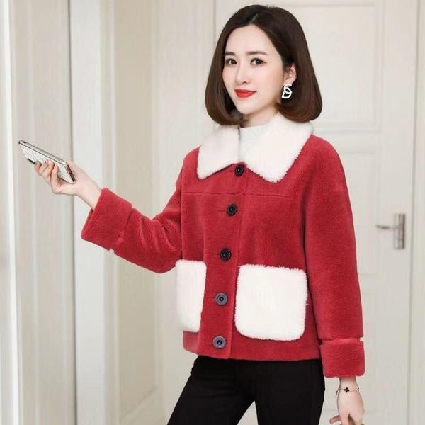 women's fur & faux women 2021 autumn winter real granular sheep shearing short coat female warm wool jacket ladies fashion solid color, Black
women's fur & faux women 2021 autumn winter real granular sheep shearing short coat female warm wool jacket ladies fashion solid color, Black