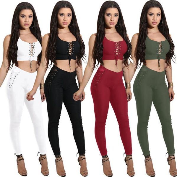 2 piece sets o-neck lace up tight bandage crop and long pencil pants slim sheath elastic tracksuit clubwear female, Gray
2 piece sets o-neck lace up tight bandage crop and long pencil pants slim sheath elastic tracksuit clubwear female, Gray