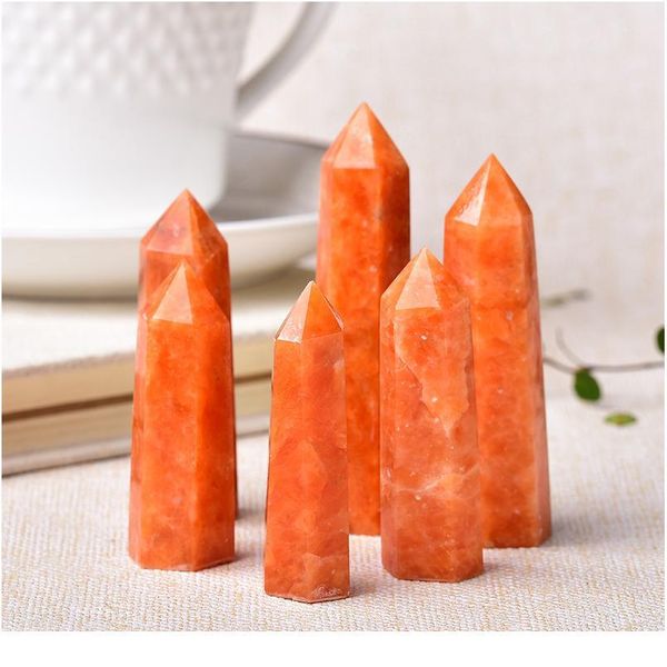 1pc natural crystal point sunstone healing stone quartz tower orange wand ornament for home decor reiki energy stone jllnph, Black 
1pc natural crystal point sunstone healing stone quartz tower orange wand ornament for home decor reiki energy stone jllnph, Black