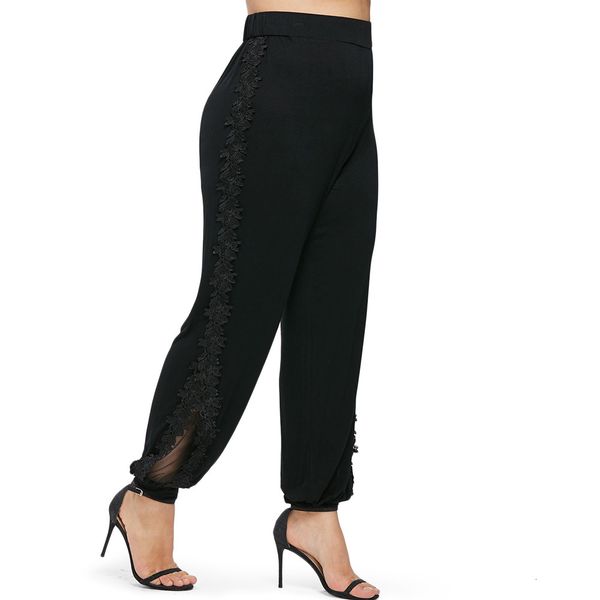 rose gal big women plus size pant side lace mesh panel pants elastic waist solid casual pants female loose trousers 5xl leggings y19070301, Black;white
rose gal big women plus size pant side lace mesh panel pants elastic waist solid casual pants female loose trousers 5xl leggings y19070301, Black;white