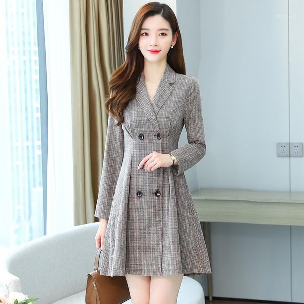 2021 korean style plaid blazer dress women vintage office elegant double breasted dresses houndstooth1, Black;gray
2021 korean style plaid blazer dress women vintage office elegant double breasted dresses houndstooth1, Black;gray